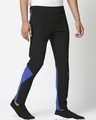 Shop Men's Black & Blue Color Block Slim Fit Track Pants-Full