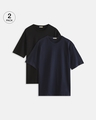 Shop Men's Black & Blue Oversized T-shirt (Pack of 2)-Front
