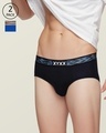 Shop Pack of 2 Men's Black & Blue Vibe Antimicrobial Micro Modal Briefs-Front