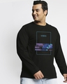 Shop Men's Black Blue Vibes Graphic Printed Plus Size T-shirt-Front