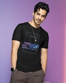 Shop Men's Black Blue Vibes Graphic Printed T-shirt-Front