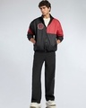 Shop Men's Black & Bold Red Color Block Oversized Windcheater Jacket-Full