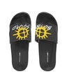 Shop Men's Black Bomb Squad Printed Velcro Sliders-Front