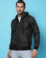 Shop Men's Black Bomber Hoodie Jacket-Front