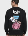 Shop Men's Black Brain Wash Graphic Printed Oversized Sweatshirt-Front