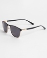 Shop Men's Black Browline Polarised Lens Sunglasses-Full