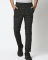 Shop Men's Black Camouflage Slim Fit Track Pants-Front