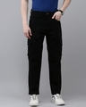 Shop Men's Black Cargo Jeans-Front