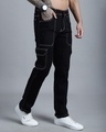 Shop Men's Black Cargo Jeans-Full