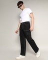 Shop Men's Black Relaxed Fit Cargo Jeans-Full