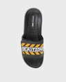 Shop Men's Black Caution Printed Velcro Sliders