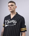 Shop Men's Black Champ Wile Typography Oversized Shirt-Front