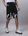 Shop Men's Black Chaos Typography Oversized Shorts-Full