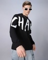 Shop Men's Black Chaos Typography Oversized T-shirt-Front