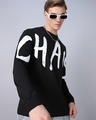 Shop Men's Black Chaos Typography Oversized T-shirt-Front