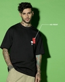 Shop Men's Black Charlie Jap Graphic Printed Oversized T-shirt-Design