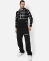 Shop Men's Black Checked Hooded Sweatshirt-Full