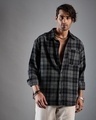 Shop Men's Black Checked Oversized Shirt-Front