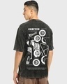 Shop Men's Black Chopper Graphic Printed Oversized Acid Wash T-shirt-Front