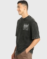 Shop Men's Black Chopper Graphic Printed Oversized Acid Wash T-shirt-Full