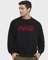 Shop Men's Black Coca-Cola Typography Oversized Sweatshirt-Front