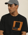 Shop Men's Black Color Block Oversized Fit T-shirt-Full
