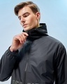 Shop Men's Black & Grey Color Block Oversized Windcheater Jacket