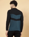 Shop Men's Black & Teal Blue Color Block Polo T-shirt-Full