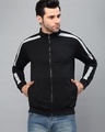 Shop Men's Black Color Block Slim Fit Jacket-Front