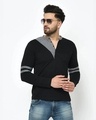Shop Men's Black Color Block Slim Fit T-shirt-Front