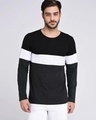 Shop Men's Black Color Block Slim Fit T-shirt-Front
