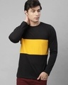 Shop Men's Black Color Block Slim Fit T-shirt-Front