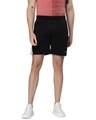 Shop Men's Black Color Block Slim Fit Training Sports Shorts-Front