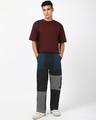 Shop Men's Black Color Block Straight Fit Cargo Pants-Full