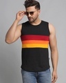 Shop Men's Black Color Block Slim Fit Vest-Front