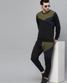 Shop Men's Black Color Blocked Slim Fit Tracksuit