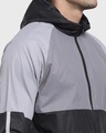 Shop Men's Black & Grey Color Block Plus Size Windcheater Jacket-Full