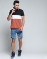 Shop Men's Black & White Color Block Slim Fit T-shirt-Full
