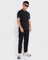 Shop Men's Black Contrast Sleeve Polo T-shirt-Full