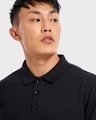 Shop Men's Black Contrast Sleeve Polo T-shirt