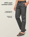 Shop Men's Black Cotton Checkmate Lounge Pants
