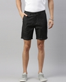 Shop Men's Black Cotton Linen Shorts-Front