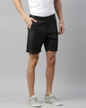 Shop Men's Black Cotton Linen Shorts-Full
