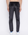 Shop Men's Black Cotton Slim Fit Velour Reflective Taped Sweatpants-Design