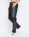 Shop Men's Black Cotton Slim Fit Velour Reflective Taped Sweatpants-Full