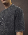 Shop Men's Black Crest Mark Graphic Printed Oversized Acid Wash T-shirt