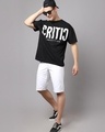Shop Men's Black Critic Typography Oversized T-shirt-Full