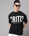 Shop Men's Black Critic Typography Oversized T-shirt