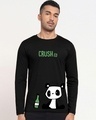 Shop Men's Black Crushed Single Panda Graphic Printed T-shirt-Front