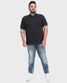Shop Men's Black Cuffed Sleeve Plus Size Polo T-shirt-Full